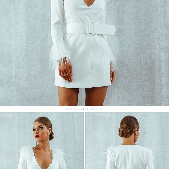 🚫LINDA S . BUNDLE MILAN FEATHERED COAT DRESS S LG - Picture 4 of 8